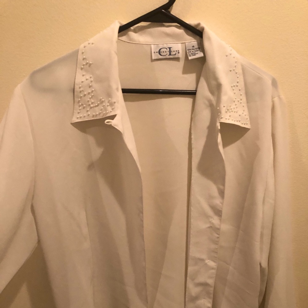 Vintage white beaded button up
